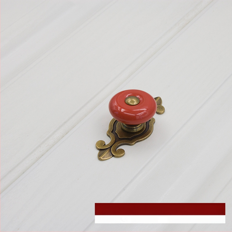 Apvali keramikinė spintos durų ir stalčiaus rankenėlė su baze, šiuolaikinis minimalistinis stilius.