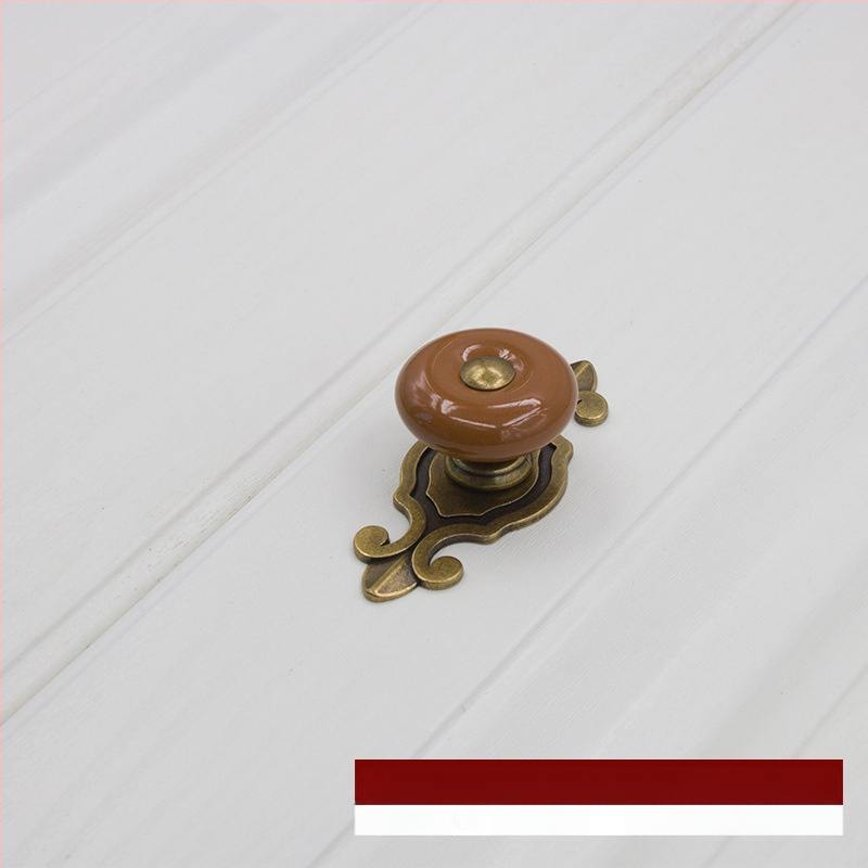 Apvali keramikinė spintos durų ir stalčiaus rankenėlė su baze, šiuolaikinis minimalistinis stilius.