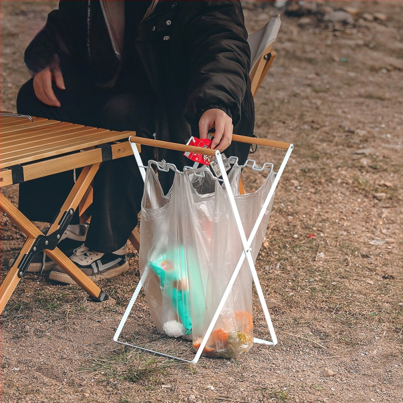 Sulankstoma šiukšlių laikymo stovelė stovyklavimui su maišų laikikliu, 100% naujos plastiko medžiagos