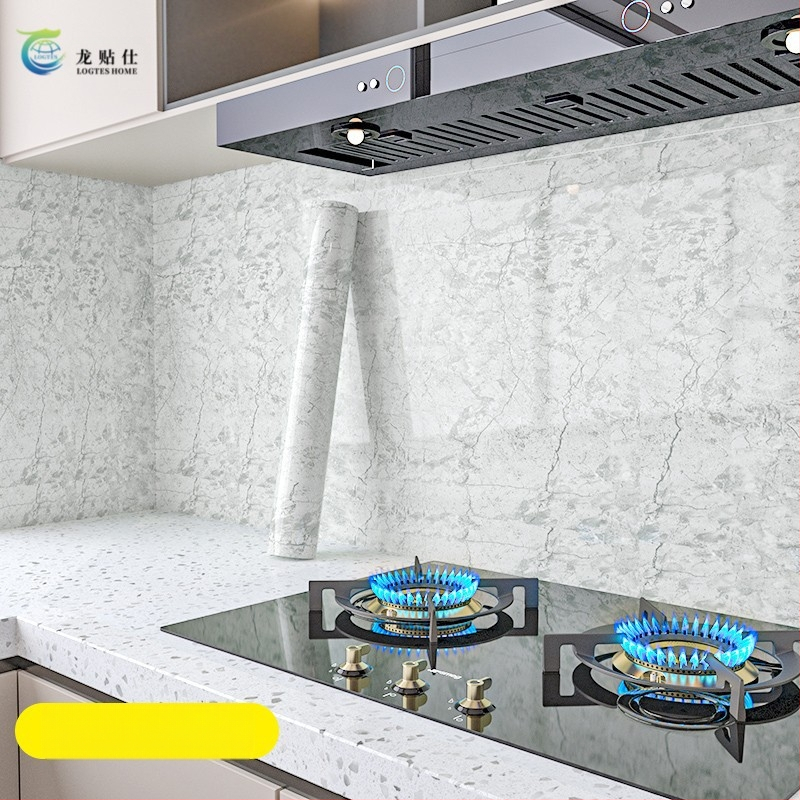 Lipdukas PET sienai, marmuro imitacija, atsparus aliejui ir aukštoms temperatūroms, virtuvės sienos dekoras