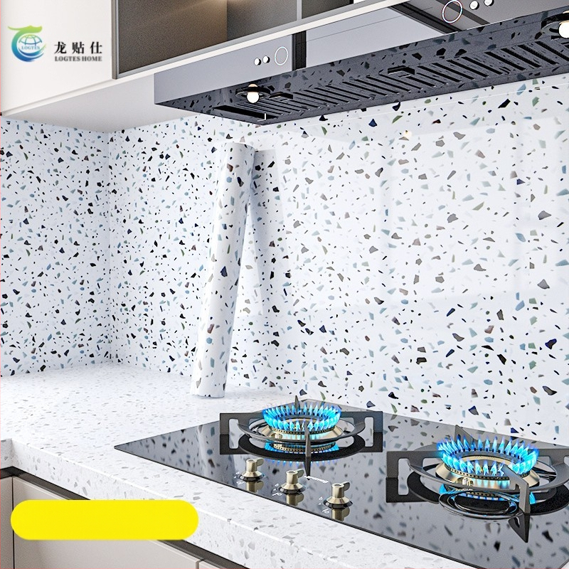 Lipdukas PET sienai, marmuro imitacija, atsparus aliejui ir aukštoms temperatūroms, virtuvės sienos dekoras