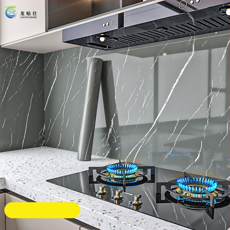 Lipdukas PET sienai, marmuro imitacija, atsparus aliejui ir aukštoms temperatūroms, virtuvės sienos dekoras