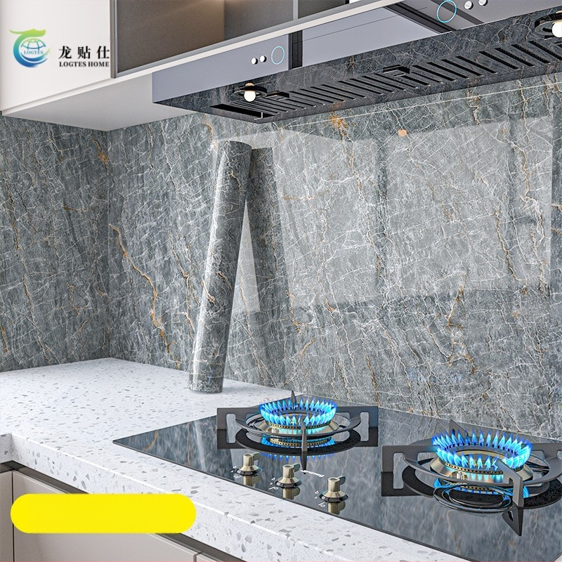 Lipdukas PET sienai, marmuro imitacija, atsparus aliejui ir aukštoms temperatūroms, virtuvės sienos dekoras