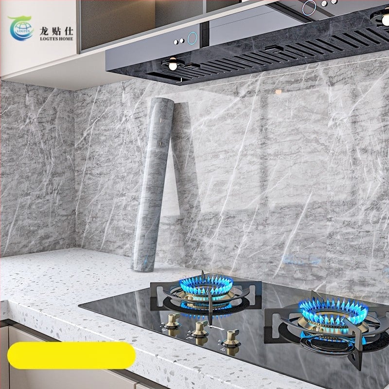 Lipdukas PET sienai, marmuro imitacija, atsparus aliejui ir aukštoms temperatūroms, virtuvės sienos dekoras