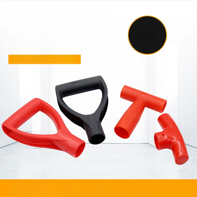 Kastu rankena T/D tipo, stora plastikinė galva ir medinis kotas, žemės ūkio įrankiams