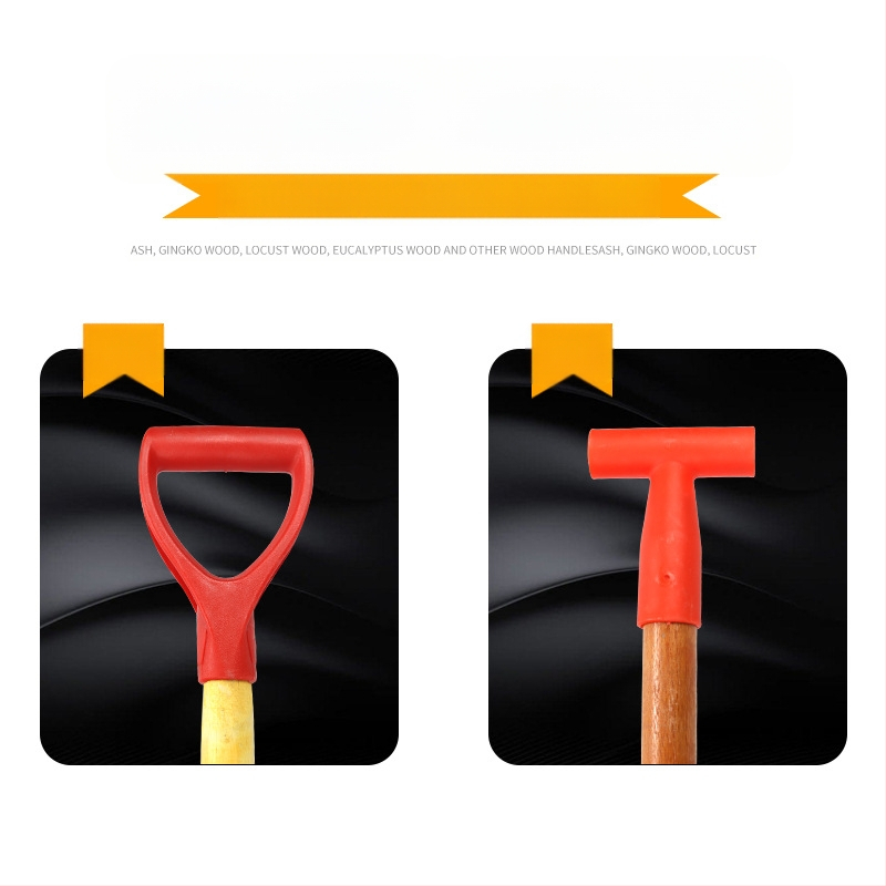 Kastu rankena T/D tipo, stora plastikinė galva ir medinis kotas, žemės ūkio įrankiams