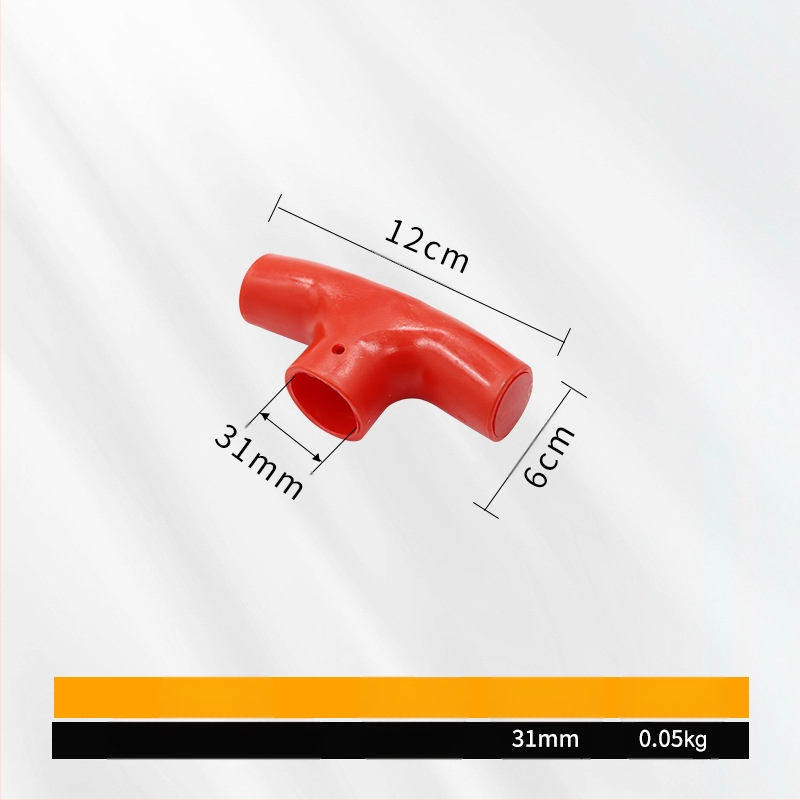 Kastu rankena T/D tipo, stora plastikinė galva ir medinis kotas, žemės ūkio įrankiams