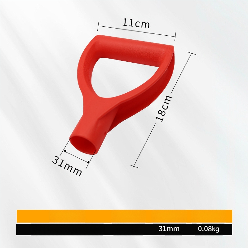Kastu rankena T/D tipo, stora plastikinė galva ir medinis kotas, žemės ūkio įrankiams