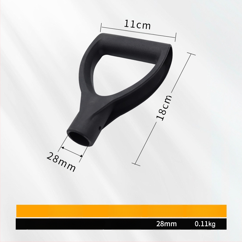 Kastu rankena T/D tipo, stora plastikinė galva ir medinis kotas, žemės ūkio įrankiams