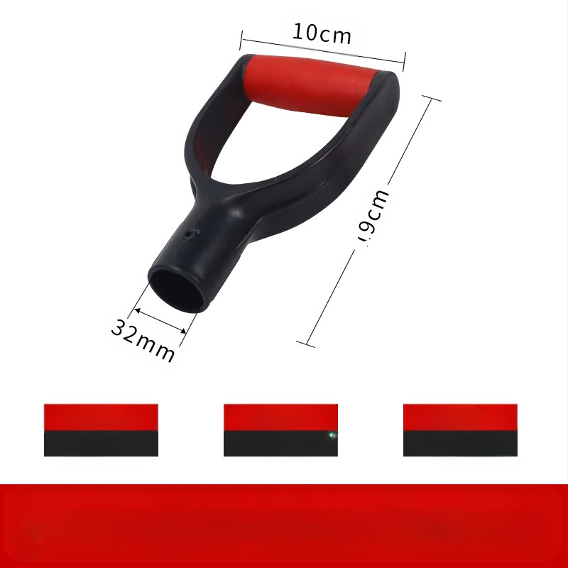 Kastu rankena T/D tipo, stora plastikinė galva ir medinis kotas, žemės ūkio įrankiams