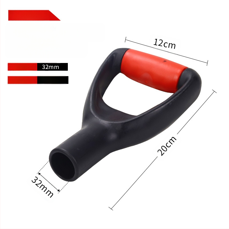 Kastu rankena T/D tipo, stora plastikinė galva ir medinis kotas, žemės ūkio įrankiams