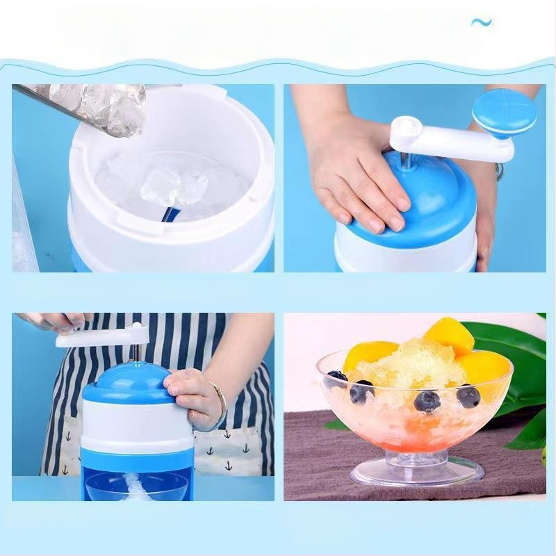 Rankinis ledo smulkintuvas namų naudojimui – rankinis pasukimas, plastikinis korpusas, šaldytas ledas smulkintas ir sutrupintas, įvesta 2022 m.