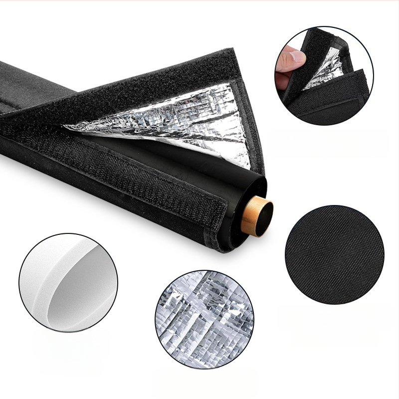 Трислойна защитна обвивка за HVAC тръби: маншон за климатични и изпускателни тръби, Oxford плат с алуминиево фолио за изолация, водоустойчива и UV-устойчива, температура до 220°C, огнеустойчива