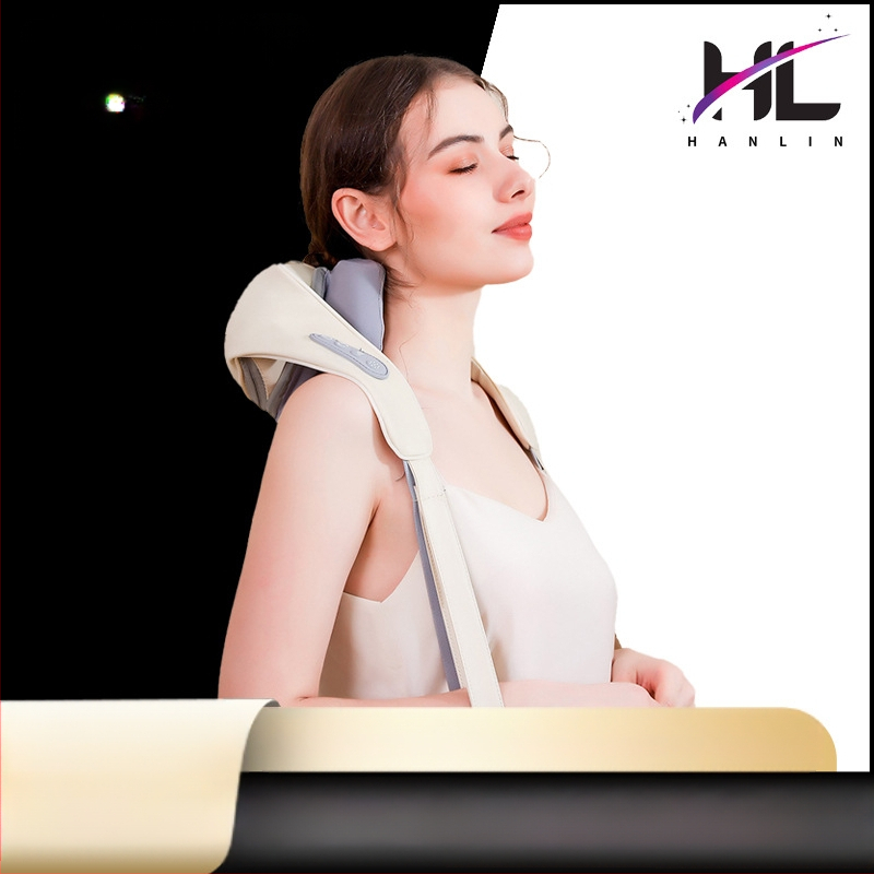 Pečių ir kaklo masažuoklis su karšto kompresijos ir minkymo funkcija; belaidis, susukimo dizainas; 5V, 7W, 45–50°C, 305 g, 1 m laidas