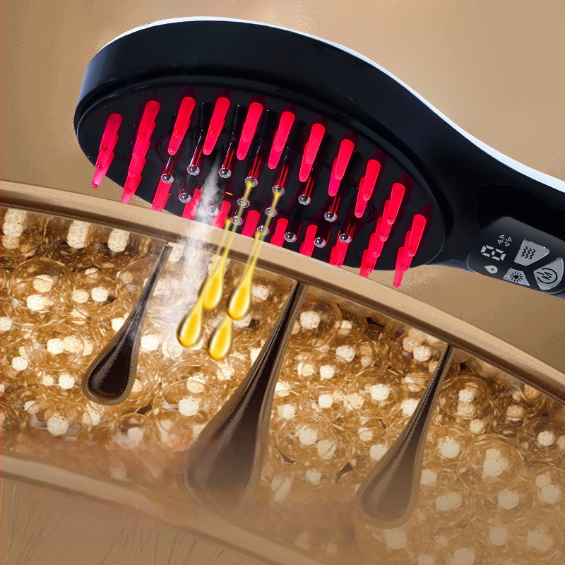 Pieptene electric pentru masajul scalpului, creștere a părului, ghidare cu uleiuri esențiale și aplicare medicamentoasă, material ABS