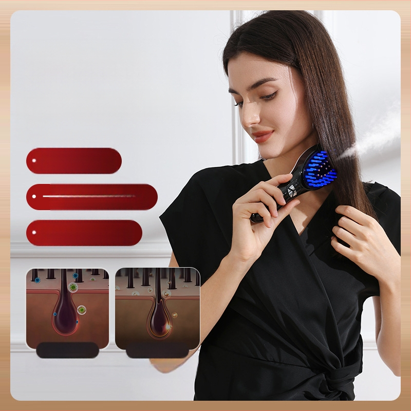 Pieptene electric pentru masajul scalpului, creștere a părului, ghidare cu uleiuri esențiale și aplicare medicamentoasă, material ABS