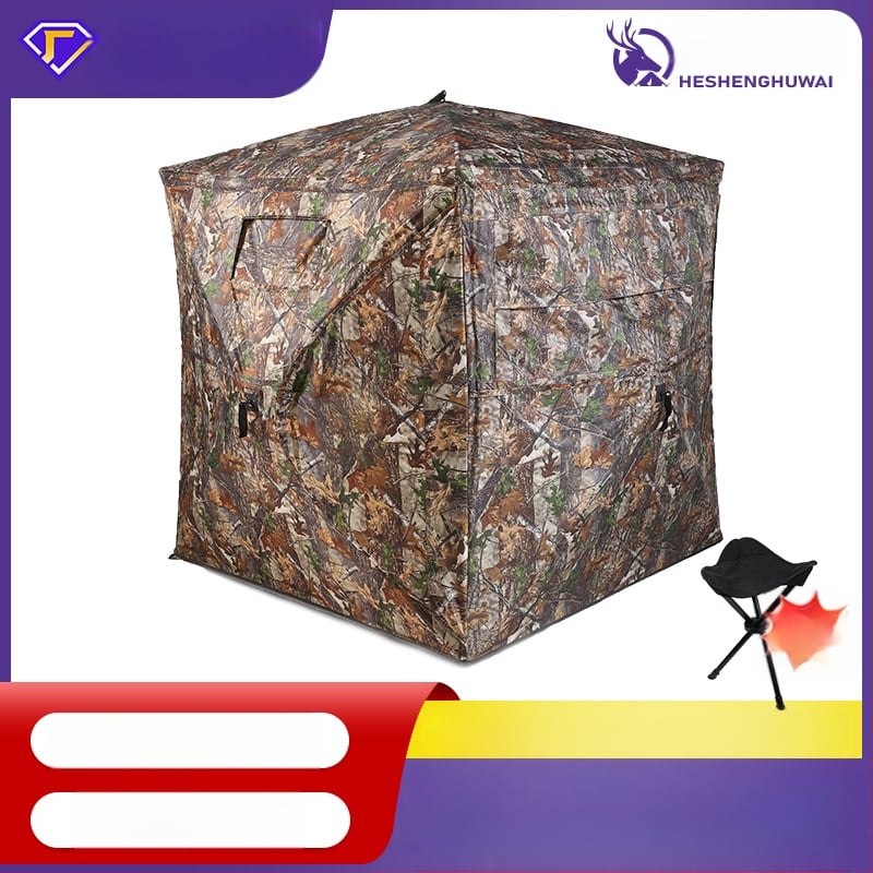 Mednieku slēptuve telts ar stiklašķiedras stieņiem, iekšējā un ārējā audums 150D Oxford, ūdensdrošība 2000–3000 mm, ātra atvēršana, vienslāņu piramīd telts