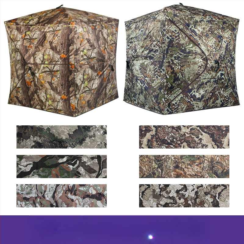 Mednieku slēptuve telts ar stiklašķiedras stieņiem, iekšējā un ārējā audums 150D Oxford, ūdensdrošība 2000–3000 mm, ātra atvēršana, vienslāņu piramīd telts
