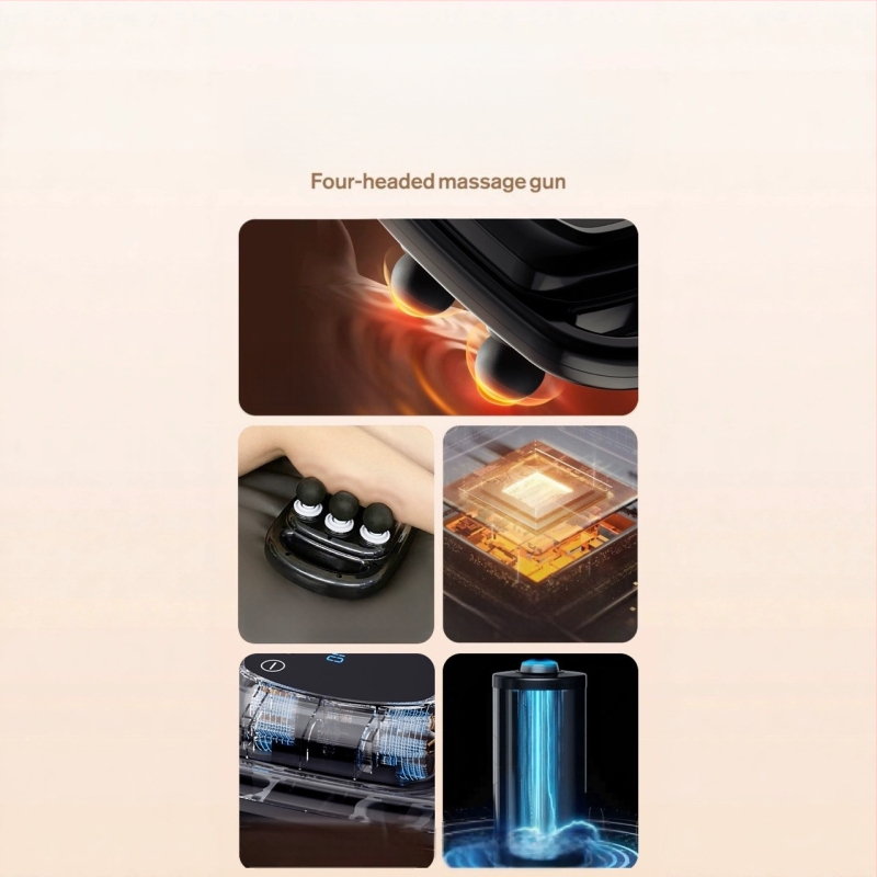 Fasijų masažo prietaisas su 22 galvomis, LCD ekranas, 5+ greičio lygiai, įmontuota baterija