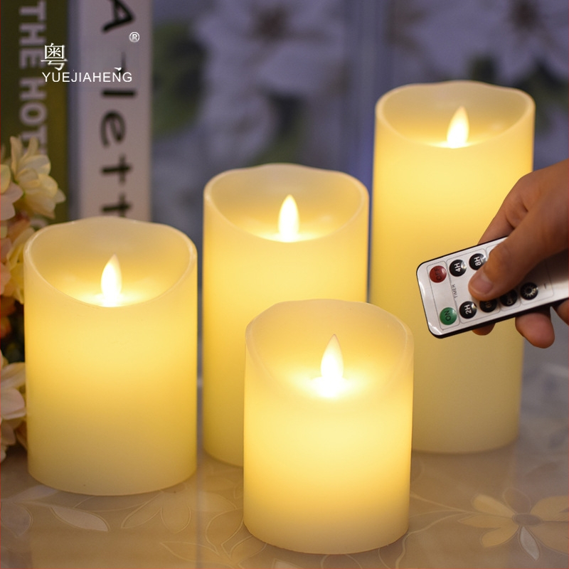 Elektroniskā LED svecīte ar 10 taustiņu attālo vadību, cilindriska parafīna svece
