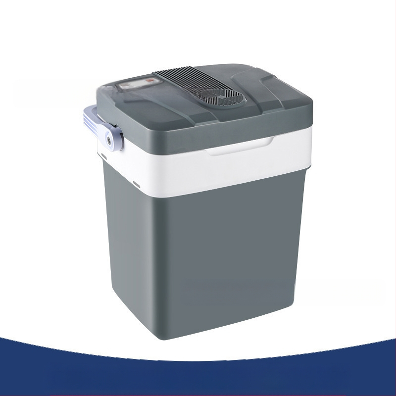 Компактен автомобилен хладилник, универсална съвместимост, обем над 20 л, 48 W, захранване AC 100–240 V / DC 12 V, диапазон на температурата 8–65 °C