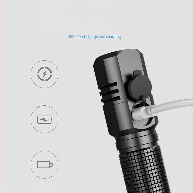 Rankinė LED žibintuvėlis 18W, 200 m veikimo spindulys, aliuminio lydinio korpusas, suderinamas su 16340/18350/18650 baterijomis