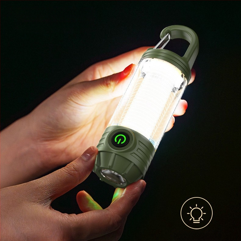 Kempinginė lemputė su USB įkrovimu ir raktų kilpele, YINGJU LY19, 3.7V, ABS korpusas