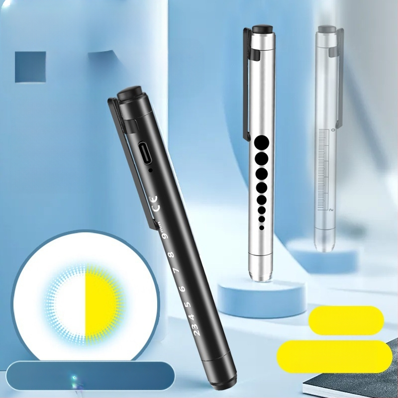LED rašiklio šviesa SD-26 su USB įkrovimu ir dviejų šviesos šaltinių, aliuminio lydinio korpusas, medicininiam ir odontologijos naudojimui