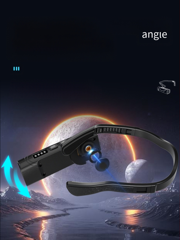 Galvos žibintas su ausies kilpa, gestų jutiklio įkrovimas, reguliuojamas dviejų šviesų, nuimami kairė ir dešinė moduliai, Rui gu