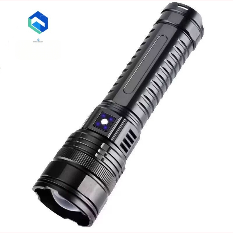 Aliuminio lydinio žibintuvas su lazeriniu šaltiniu, teleskopinis priartinimas, 8000mAh baterija, 10W galingumas, Type-C įkrovimas