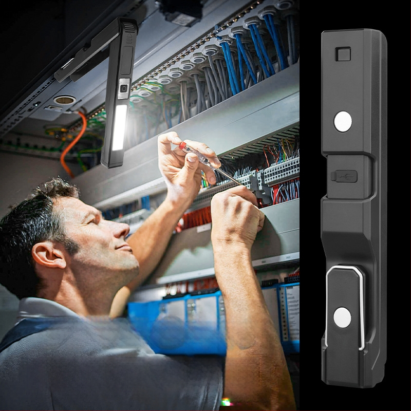 LED darbo lemputė su Type-C ir matavimo liniuotė, 10W, IP65, 360° apšvietimas