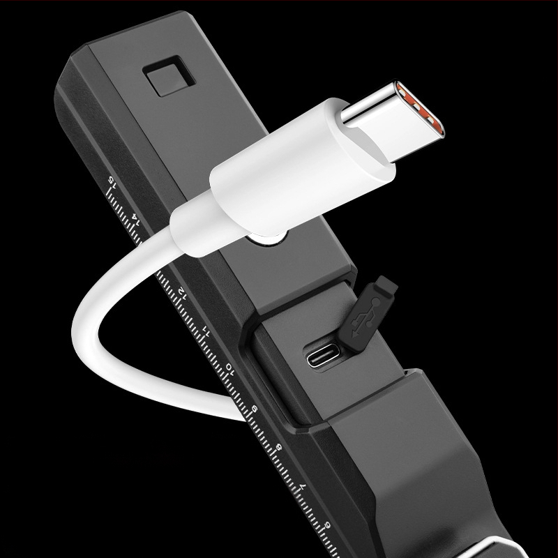 LED darbo lemputė su Type-C ir matavimo liniuotė, 10W, IP65, 360° apšvietimas