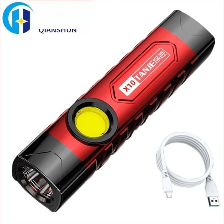 USB презареждащо LED фенерче с крушка + COB, 10W, 2400mAh, обхват 100-200 м, компактно преносимо мултифункционално