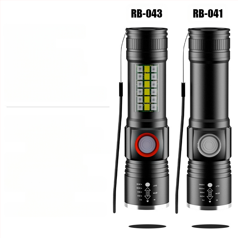 Rankinis LED P60 žibintuvėlis iš aliuminio lydinio, teleskopinis dizainas, USB įkrovimas, šoninis apšvietimas, iki 500 lm, modelis Ym-9102