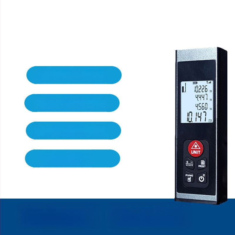 Mini lazerinis atstumo matuoklis su skaitmenine linijele, įkraunamas, infraraudonųjų spindulių matavimas, aukštas tikslumas.