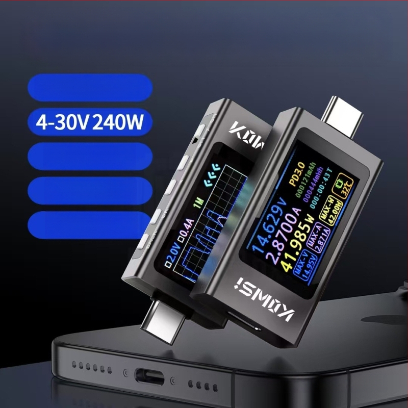 USB-C тестер за зареждане, цифров амперметър и волтметър, мощностомер, модел KWS-X1