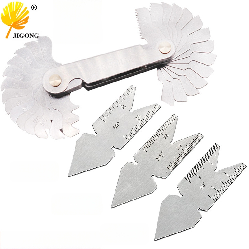 Journalists 4-елементен комплект резбов калибър и център калибър, 55°–60°, метрично-инчов интегриран