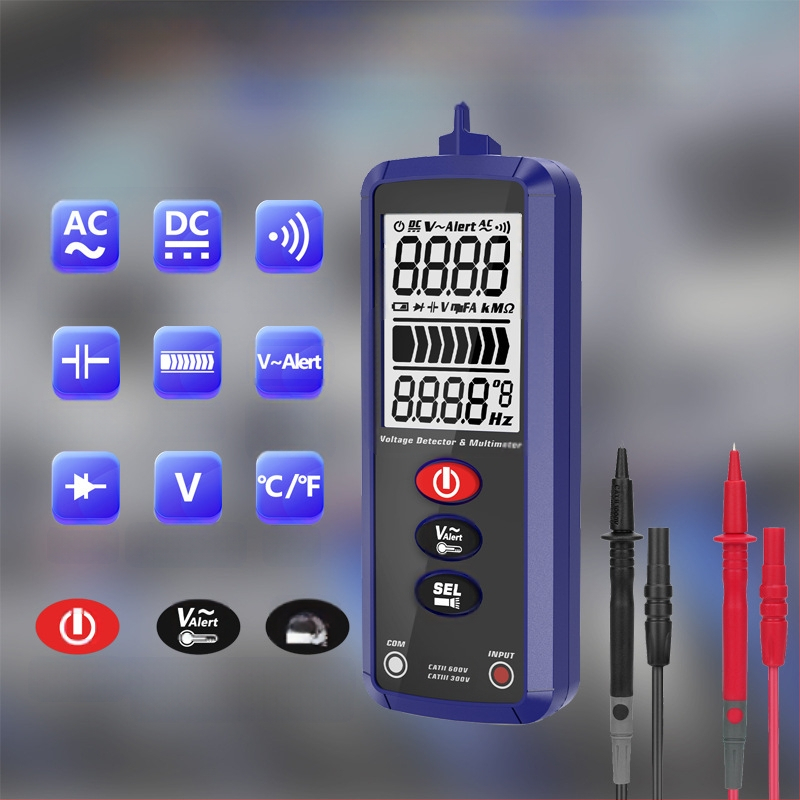 Du režimų išmanusis multimetras – mini įtampos testeris, daugiafunkcinis, apsauga nuo įkaitimo, automatinis skaitmeninis matavimo prietaisas