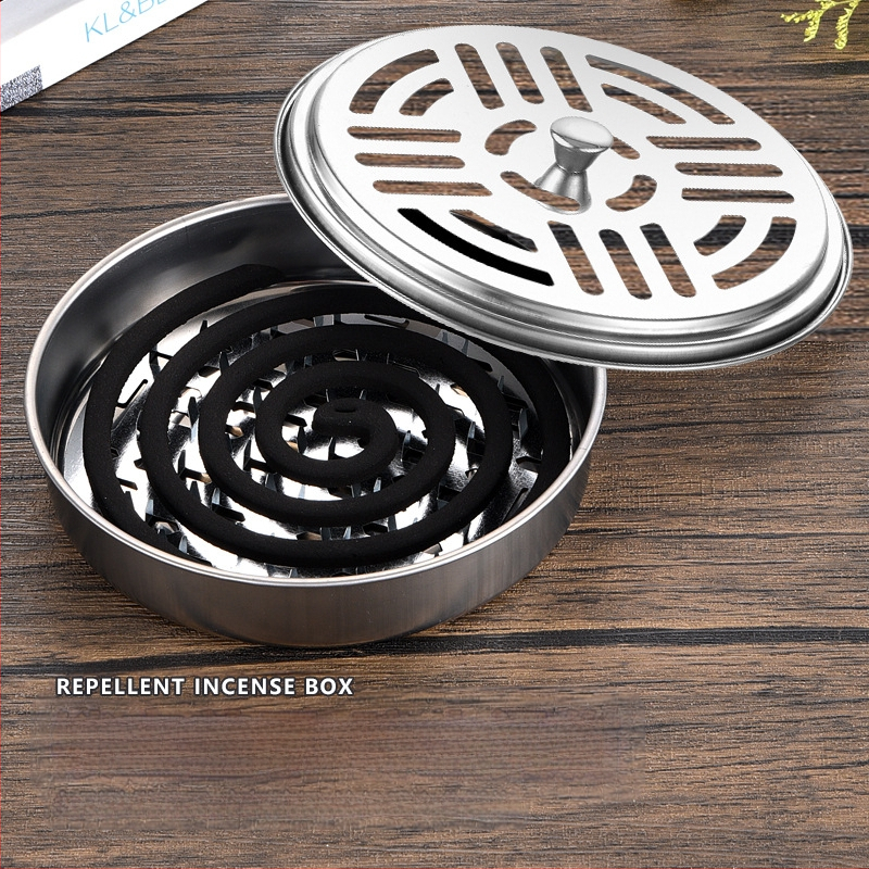 Nerūdijančio plieno dėžutė moskitų spiralėms, vėju atsparus dizainas, daugkartinio naudojimo; logotipo spausdinimas įmanomas