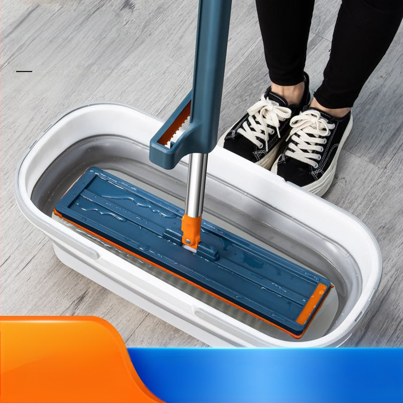 Αναδιπλούμενος κάδος για σφουγγαρίσματος, χωρίς χρήση χεριών, ορθογώνιος σχεδιασμός με επίπεδη σφουγγαρίστρα, φορητός, σιλικόνη