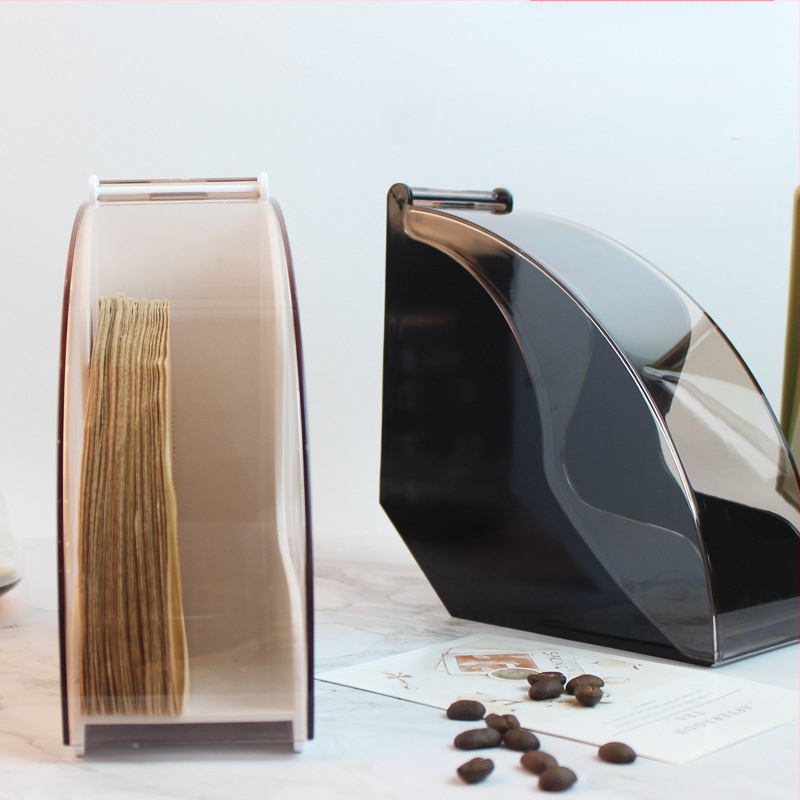 Plastikinė dulkių nepraleidžianti filtrų popieriaus dėžutė su V60 filtrų laikikliu kavinei, šiuolaikiškas minimalistinis stilius, pritaikomas