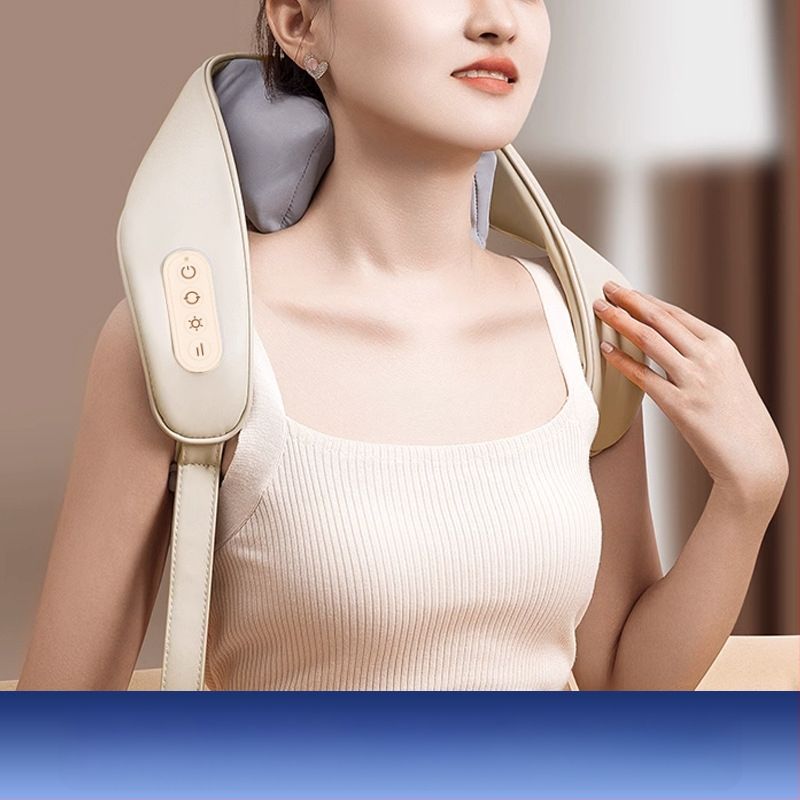 Kaklo ir pečių masažo šalikas su 4 masažo galvutėmis, infraraudonųjų spindulių terapija, įkraunamas, laikmatis