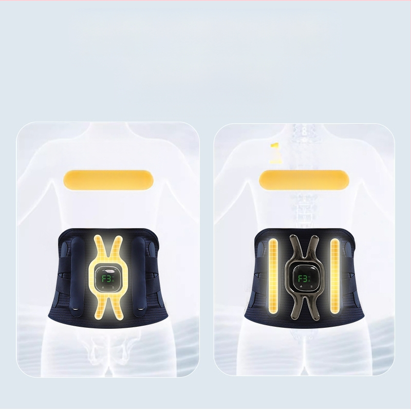 Ζώνη μασάζ μέσης με θέρμανση γραφενίου, δόνηση και θερμική συμπίεση, ελαστική υποστήριξη μέσης, έως 4 κεφαλές μασάζ, επαναφορτιζόμενη, χειροκίνητος έλεγχος, 3 ταχύτητες