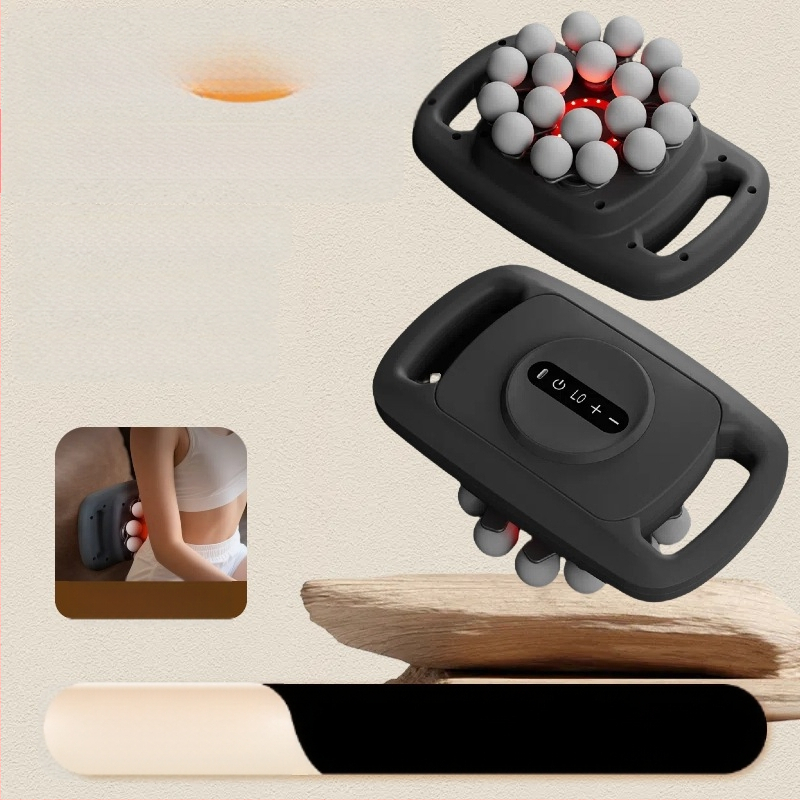 Perkusiju masāžas ierīce ar 6 galvām, 5+ ātrumiem, iekšējā akumulatora 1200–2000 mAh, darba laiks 3–6 h, LCD displejs