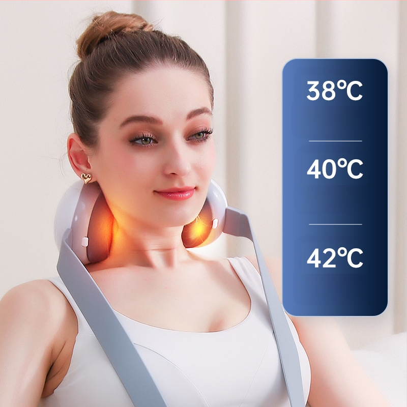 Masajer cervical cu vibrație și compresie caldă, alimentat prin USB, pliabil