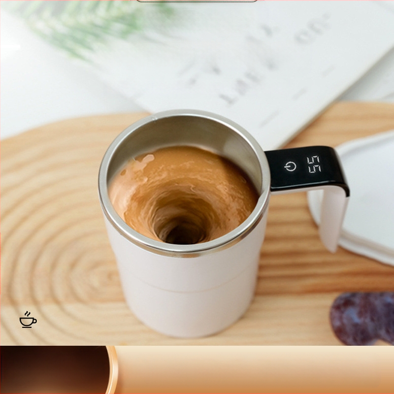 LEC ceașcă de cafea cu afișaj digital al temperaturii, mini amestec electric, reîncărcabilă prin USB, amestecare magnetică automată