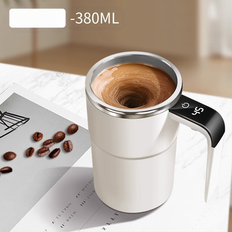 LEC ceașcă de cafea cu afișaj digital al temperaturii, mini amestec electric, reîncărcabilă prin USB, amestecare magnetică automată
