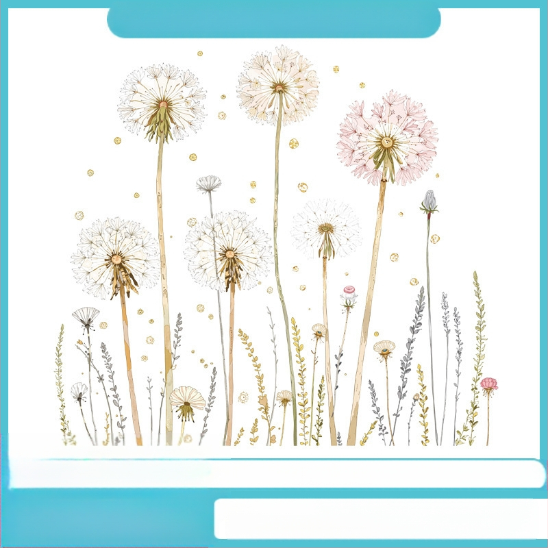 Стенно декоративен стикер с растителни цветя (PVC, водоустойчиво декоративно оформление, 1 бр, за дневна, спалня и баня, модерен минималистичен стил, плосък дизайн)