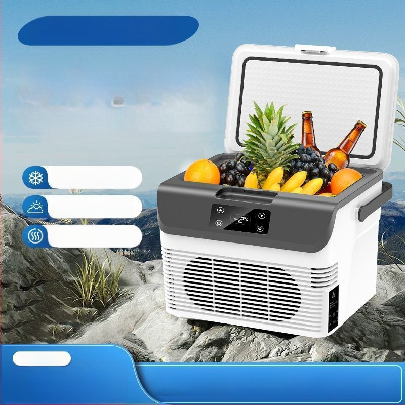 Автомобилен хладилник с капацитет до 5 л, 65W, полупроводниково охлаждане, универсален 12V/24V/220V, преносим мини хладилник за кола, дом и общежитие