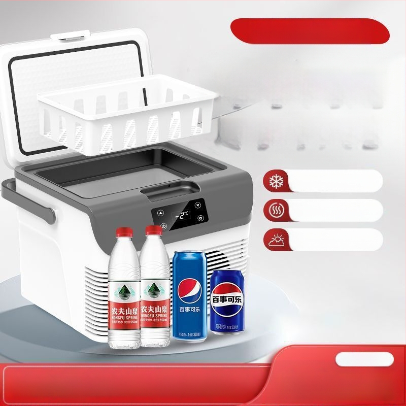 Автомобилен хладилник с капацитет до 5 л, 65W, полупроводниково охлаждане, универсален 12V/24V/220V, преносим мини хладилник за кола, дом и общежитие